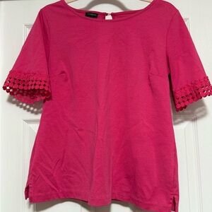 Talbots Pink Flutter Sleeve Embellished Blouse
